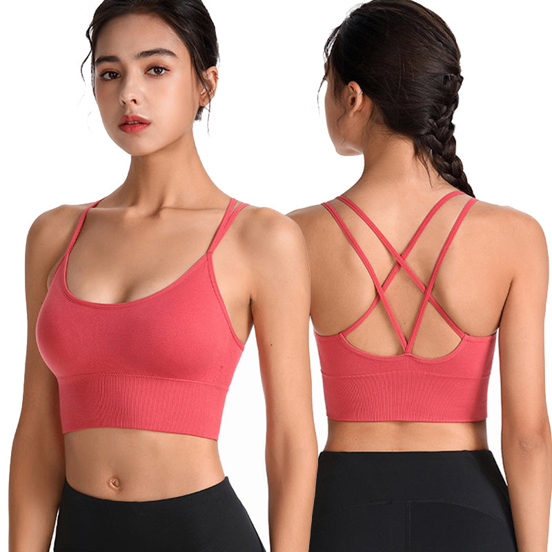 Women's Sports Bra Cross Strap Shockproof Top Women's Push Lift