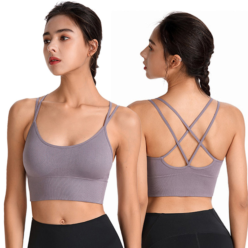 Women's Sexy Sports Bra Top for Fitness Push Up Cross Straps